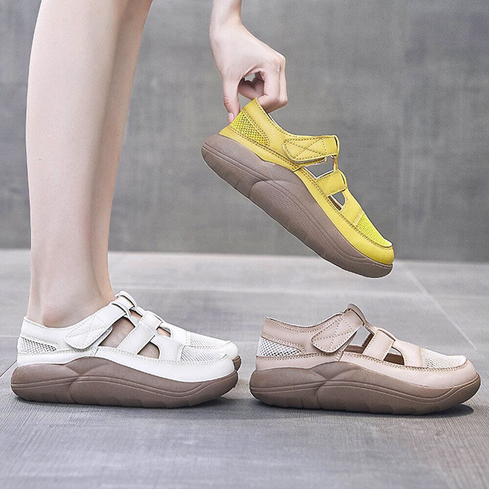 メッシュ スニーカー レディース 韓国 厚底 シューズ 通気性 春夏 蒸れない 歩きやすい マジックテープ 運動 スポーツ アウトドア 大人可愛い 大人女子