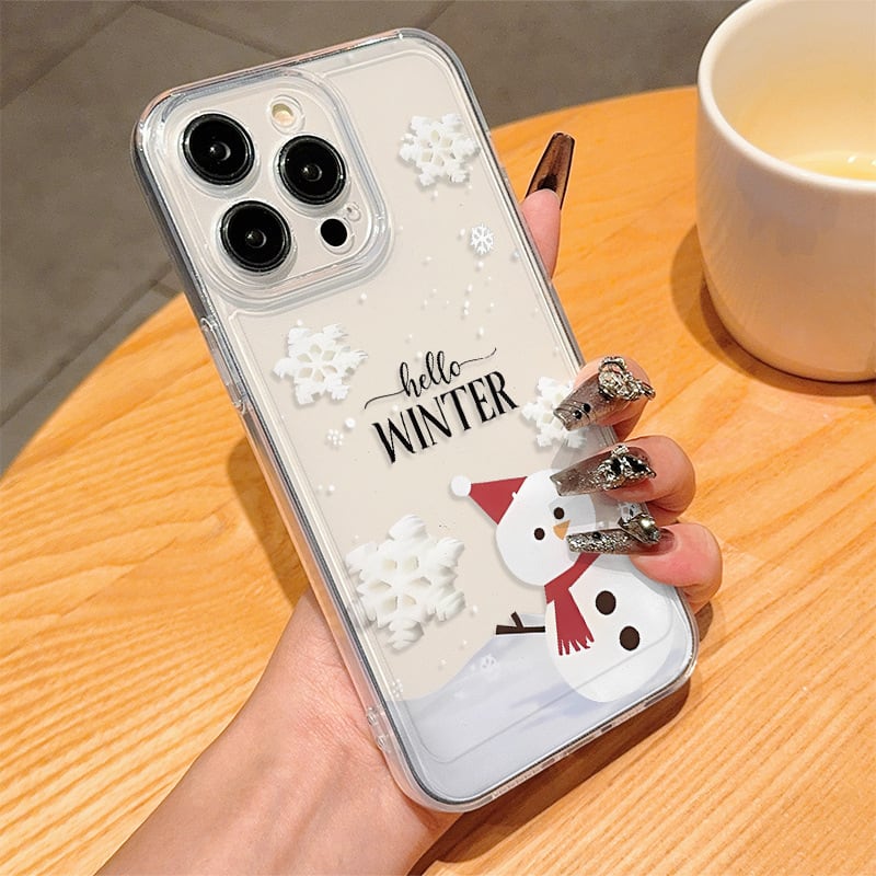 iPhone全機種対応】冬のクリアケース◎雪だるま 雪の結晶 iPhone全機種対応】冬のクリアケース◎雪だるま 雪の結晶