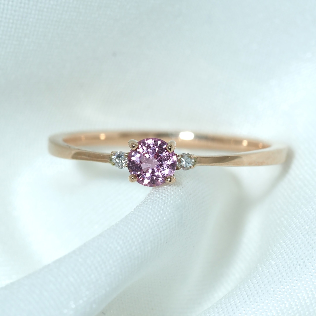 パパラチアサファイア リング 0.253ct D0.02ct k18pg