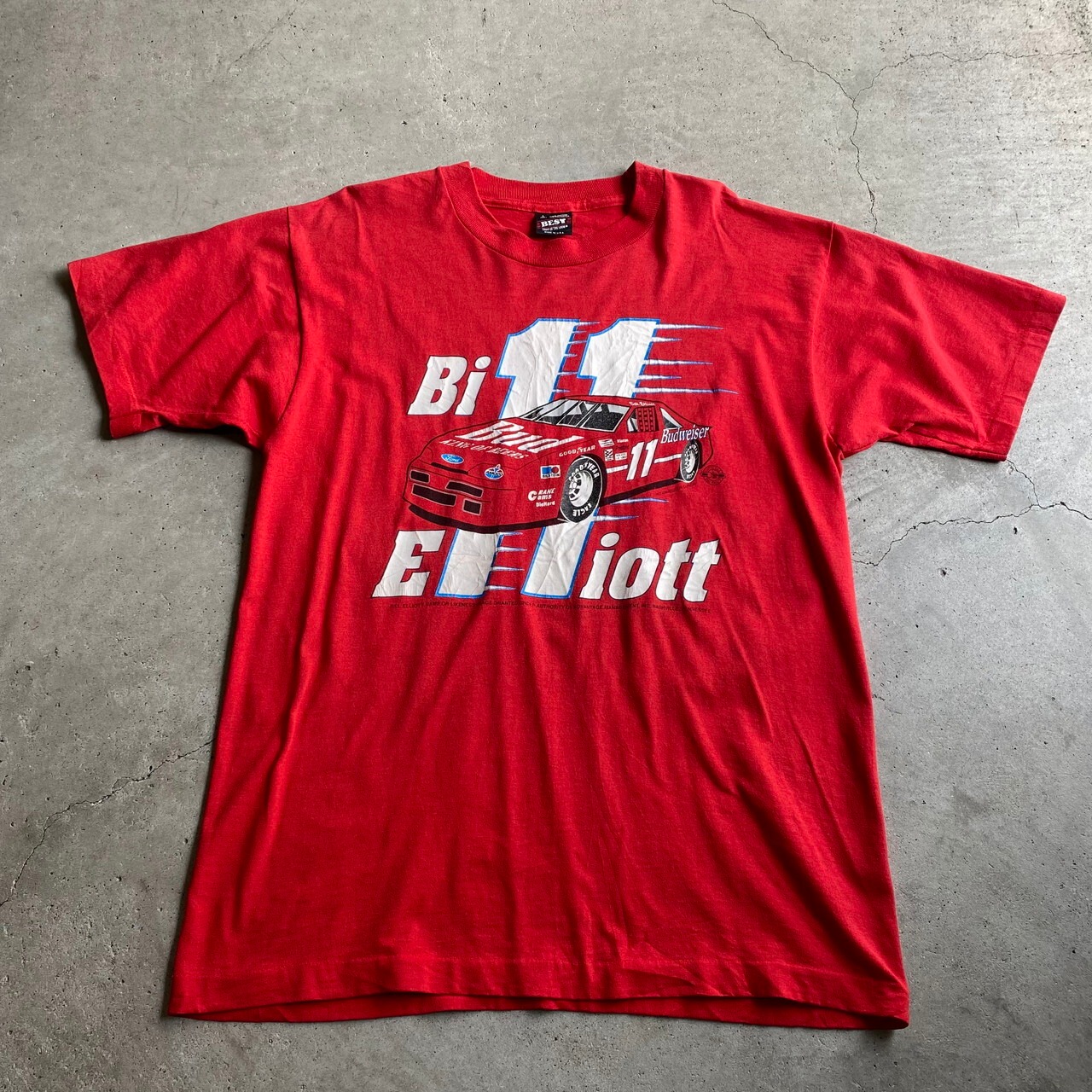 USA製 90年代 BILL ELLIOT Budweiser 企業ロゴ プリント レーシングT 