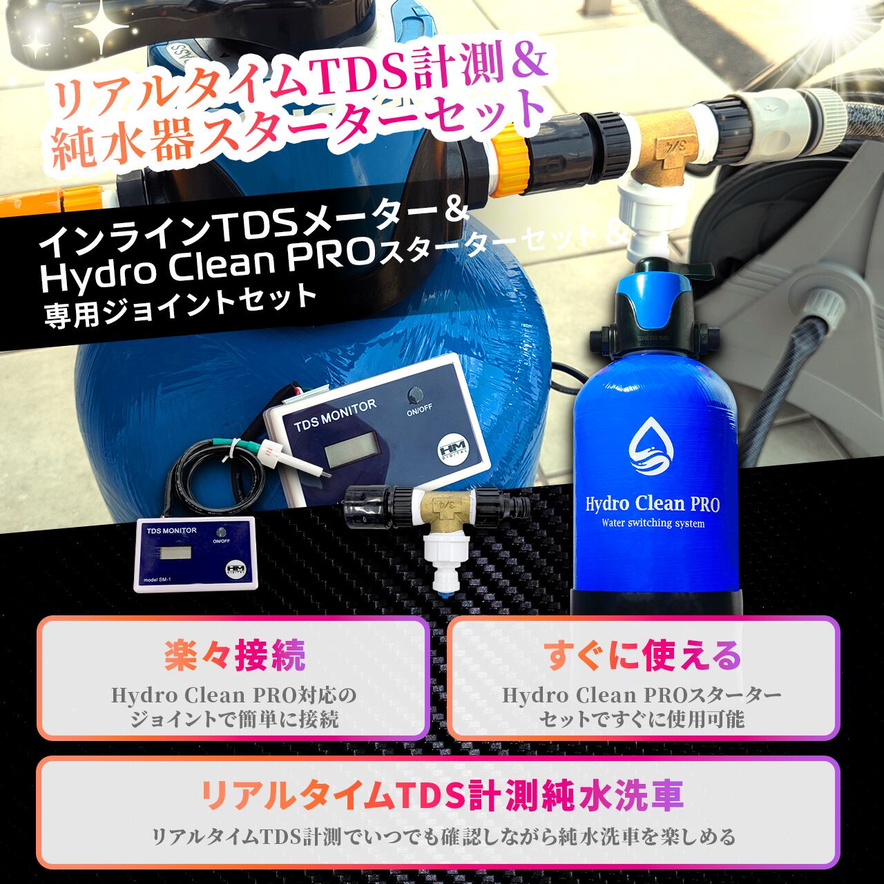 インラインTDSメーター＆Hydro Clean Proスターターセット | 洗車
