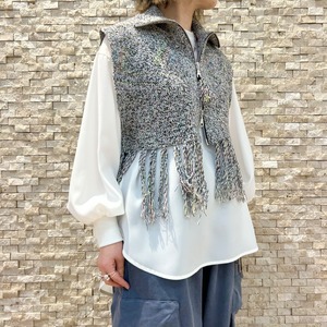 【AGNOST】カラーネップZIP-UPフリンジベスト(66325114)