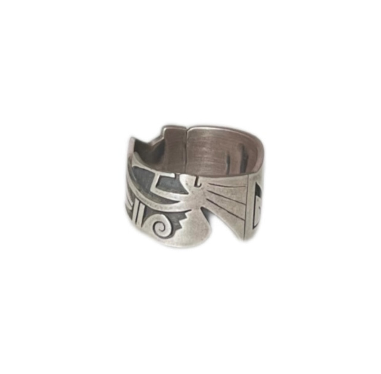 BERRA TAWAHONGVA silver overlay ring "kokopeli"