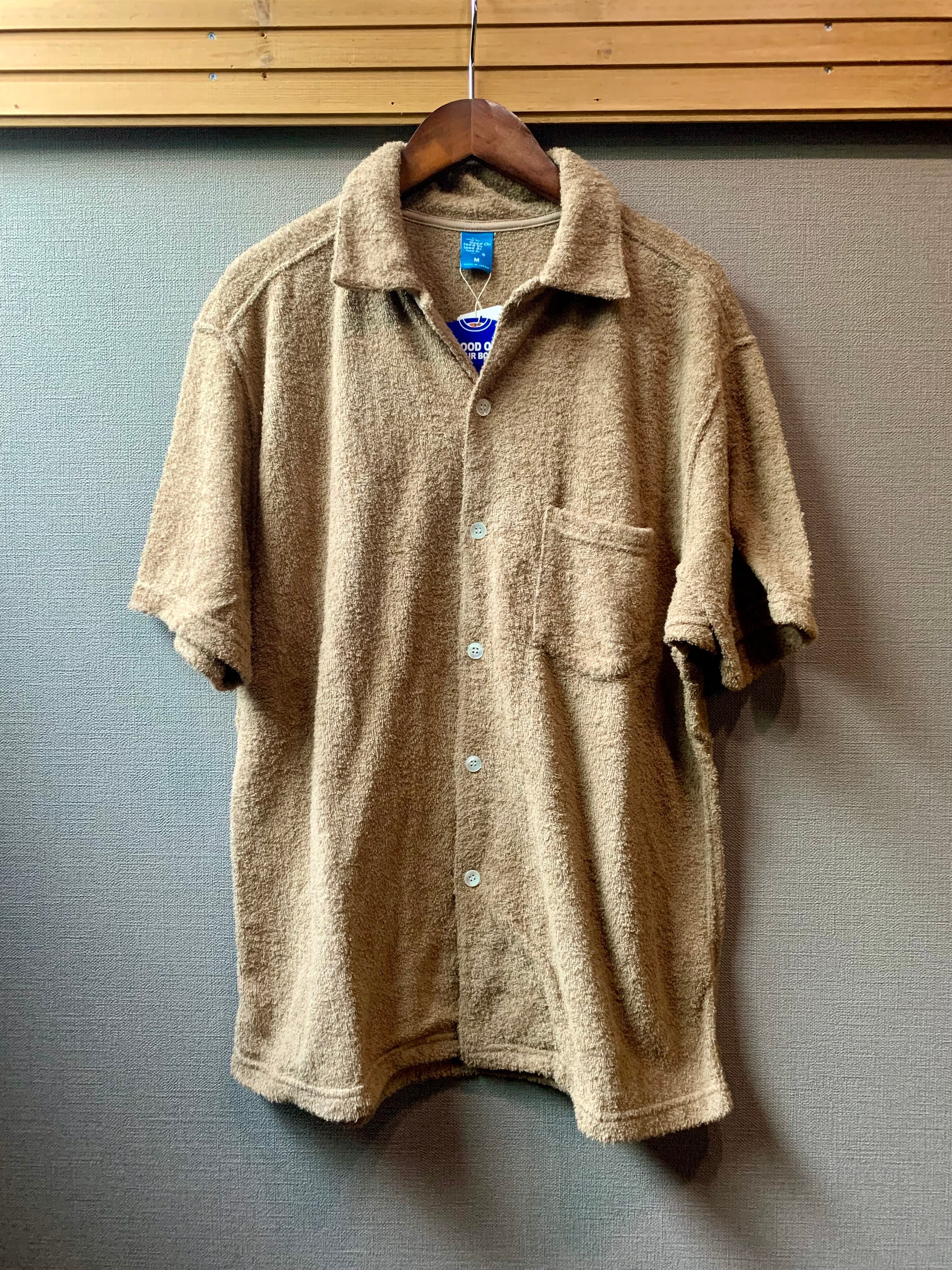 50s PILE SHIRT カーディガン 半袖 パイル シャツ 染み込み L Good On 