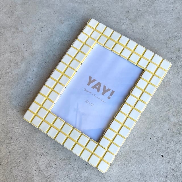 Check Tile Photo Frame White×Yellow タイル フォトフレーム | YAY