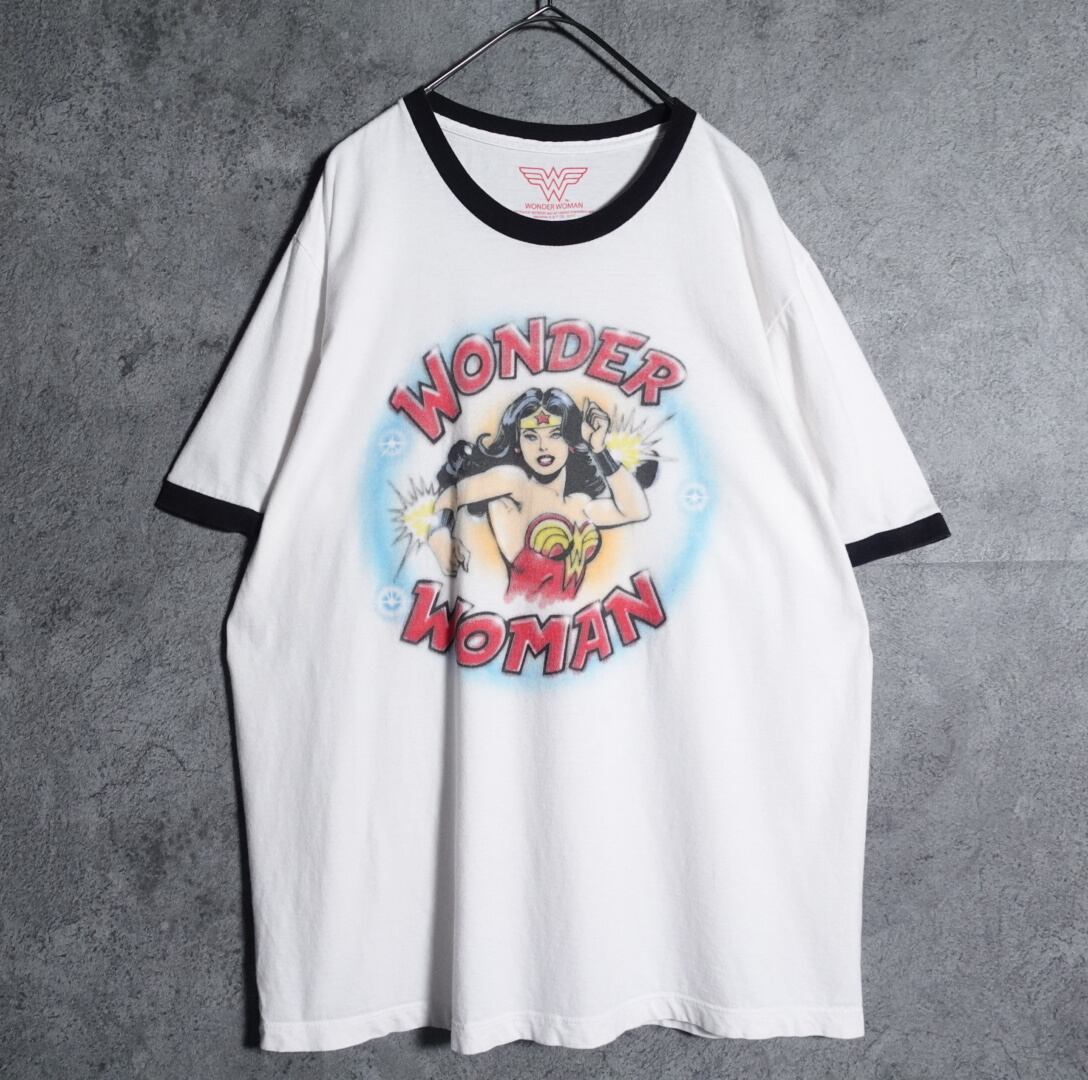 "WONDER WOMAN" Print Ringer T-shirt