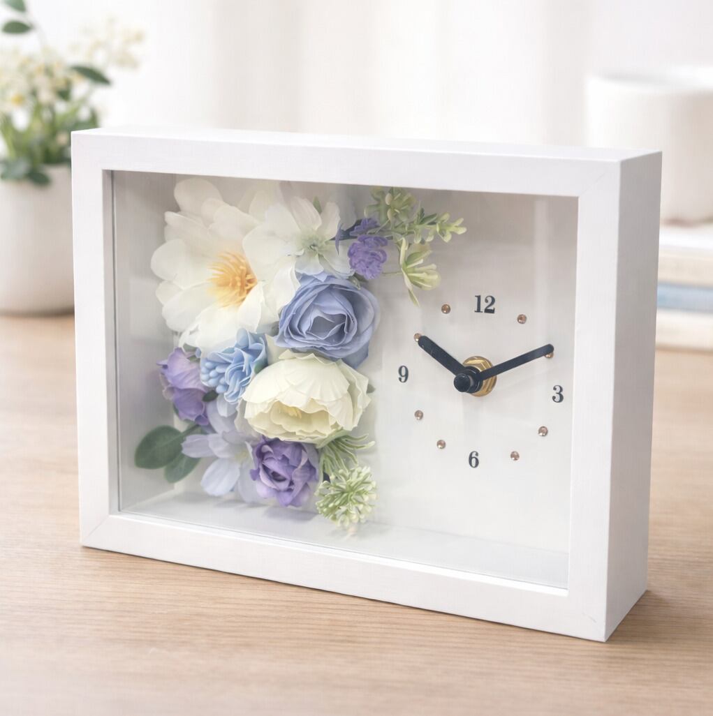◇花時計 【BOX FLOWER スイートスクエア】 2デザイン 置き・掛け兼用