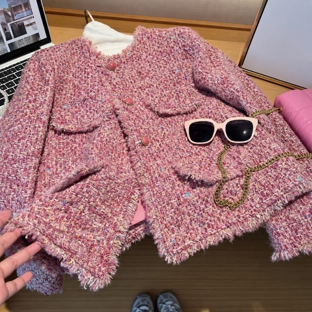 Fringe mix tweed jacket　M3088