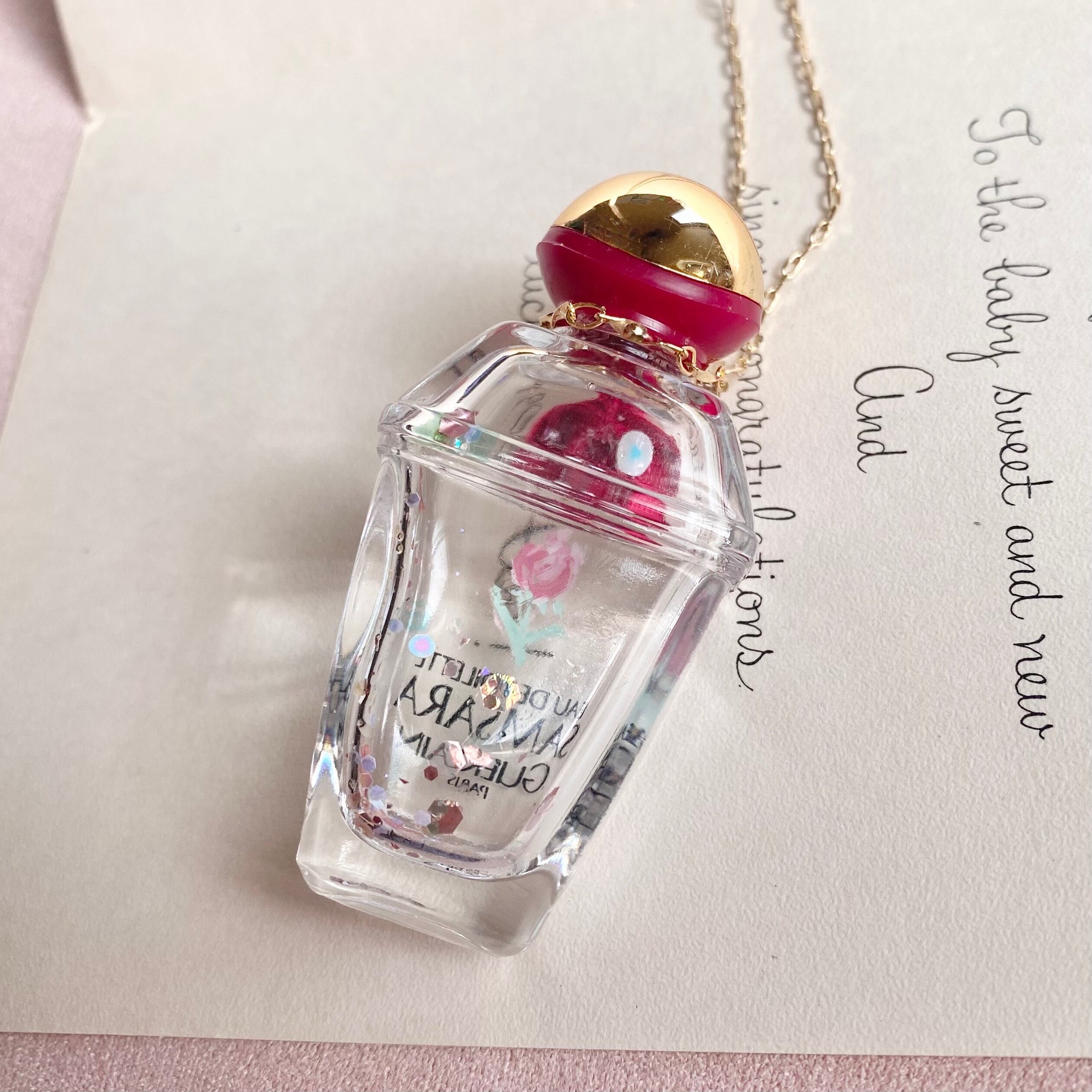 (レッドベルバラ)Hand painted perfume neckless ペイント香水瓶ネックレス