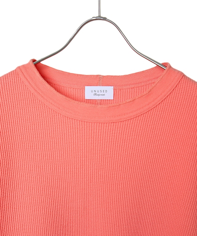 UNUSED / US2596 LONG-SLEEVE WAFFLE T-SHIRT(CORAL)