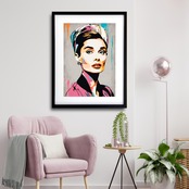 Audrey Hepburn｜鮮やかな抽象表現で描く現代アートポスター｜｜空間を華やかに彩る名作デザインA4ポスター