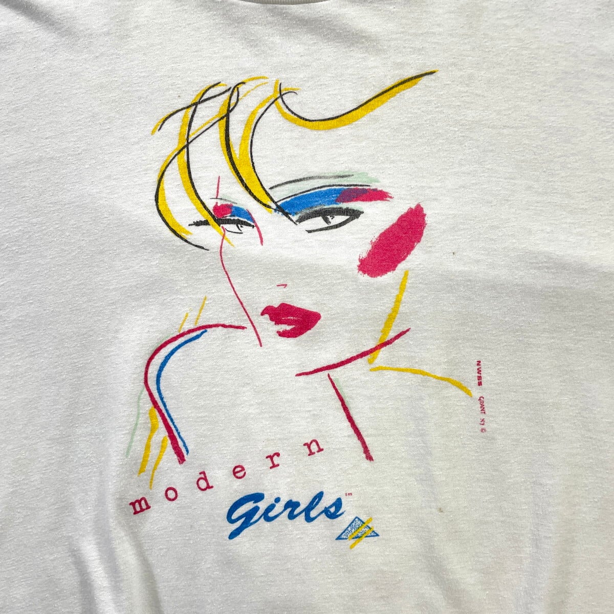 80年代 USA製 modern girls アート プリントTシャツ ショート丈