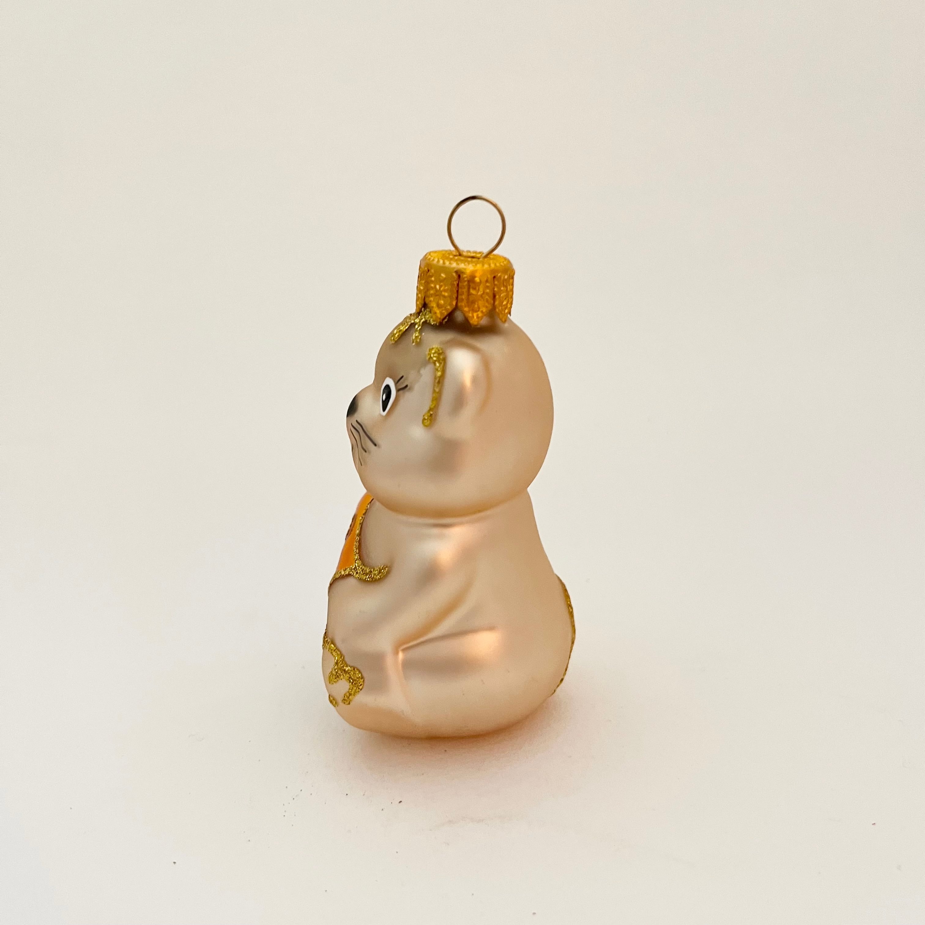 ウクライナ製 ガラスオーナメント（チーズを持ったネズミ）