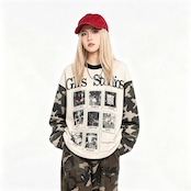 VINTAGE ストリート カモスリーブ ワッフルロングTシャツ T2231