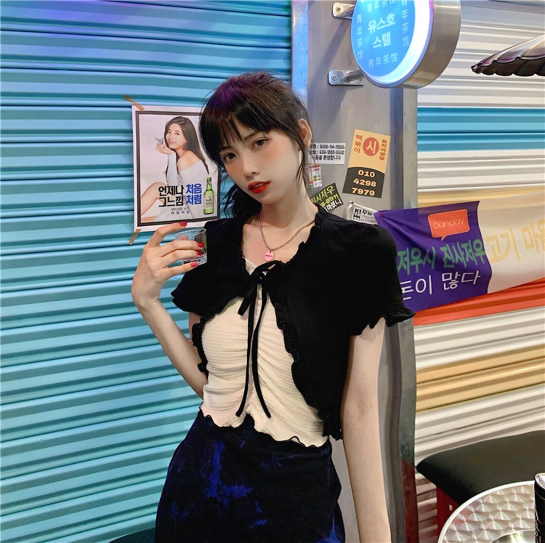 ✞ セット ショートカーディガン白Tシャツ スカート ホワイト 