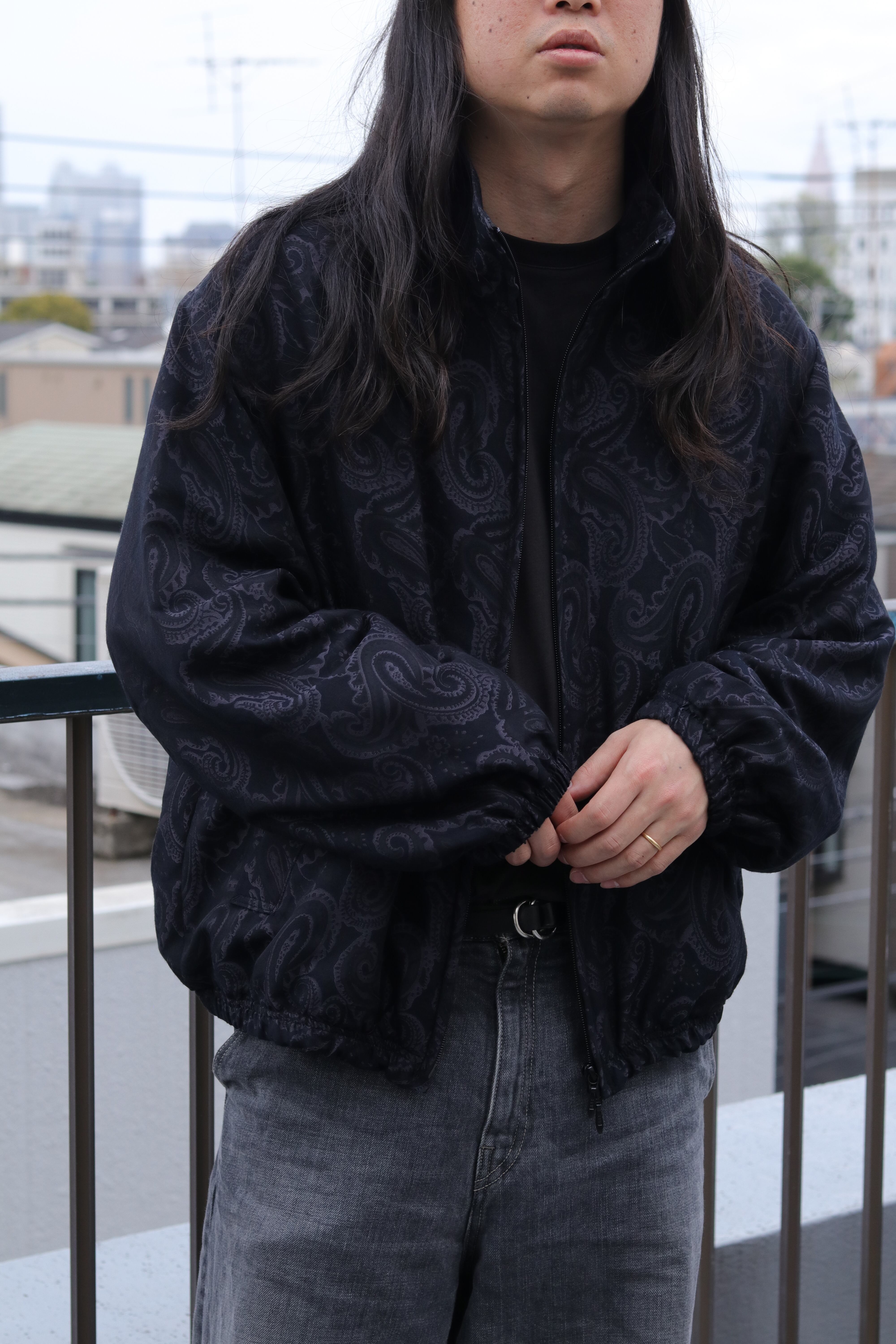 superNova. Track jacket - Paisley jacquard-Black x Navy