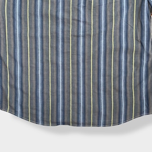 【newman】ストライプシャツ マルチカラー マルチストライプ 長袖シャツ カジュアルシャツ ポリシャツ XL相当ビッグシルエット 古着