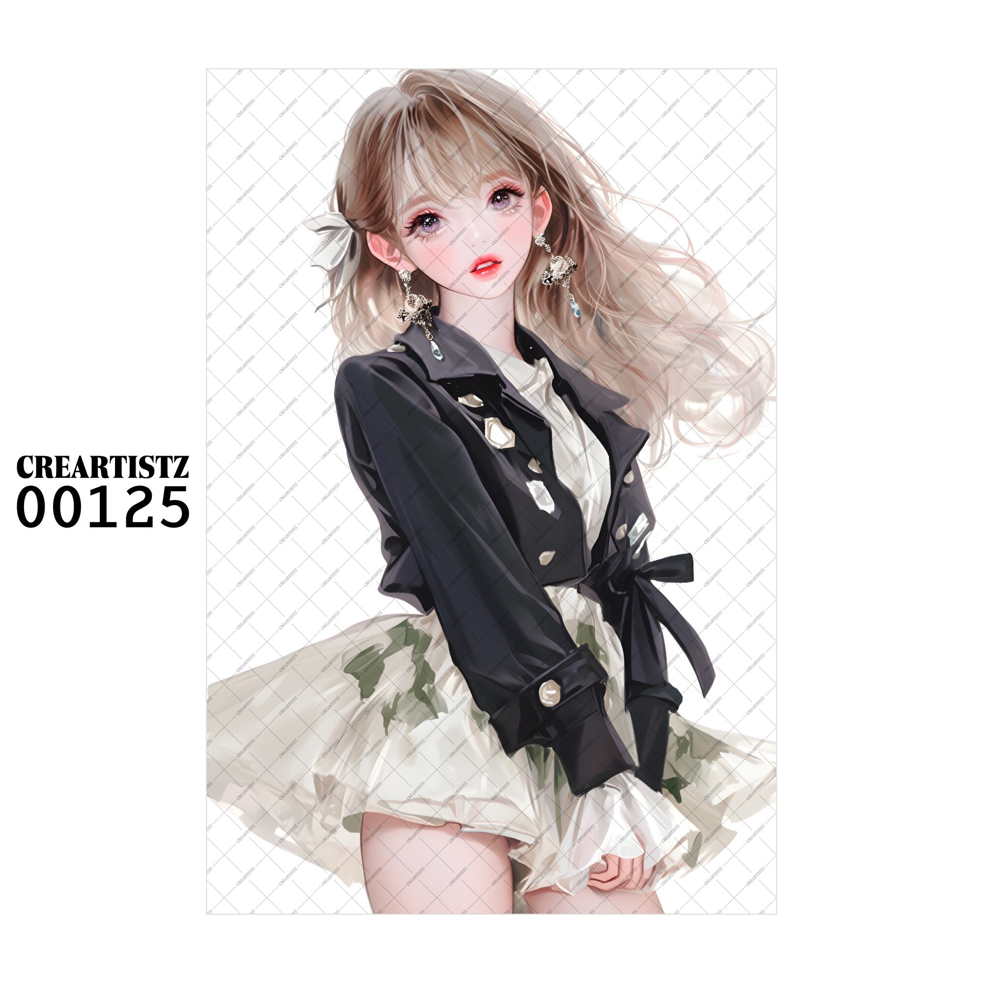 00125 ガール キュート オリジナル ペーパー/ステッカー 4枚セット CREARTISTZ