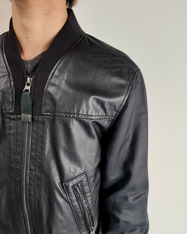 【ARMANI Jeans】leather coating linen switching blouson