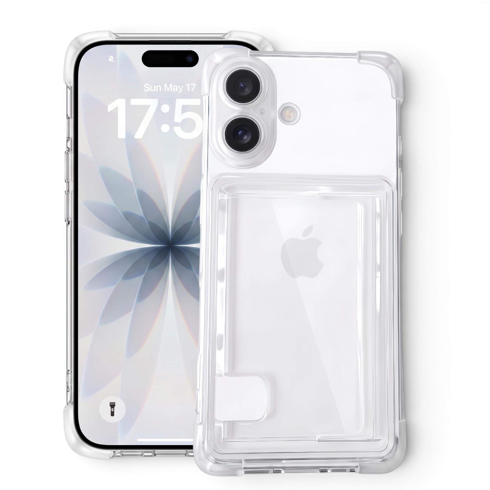 GAVXINHE iPhone 16用 ケース クリア カード収納 【横入れ・サイドスライド】 背面 カード1枚 2枚 トレカ 耐衝撃 薄型 軽量