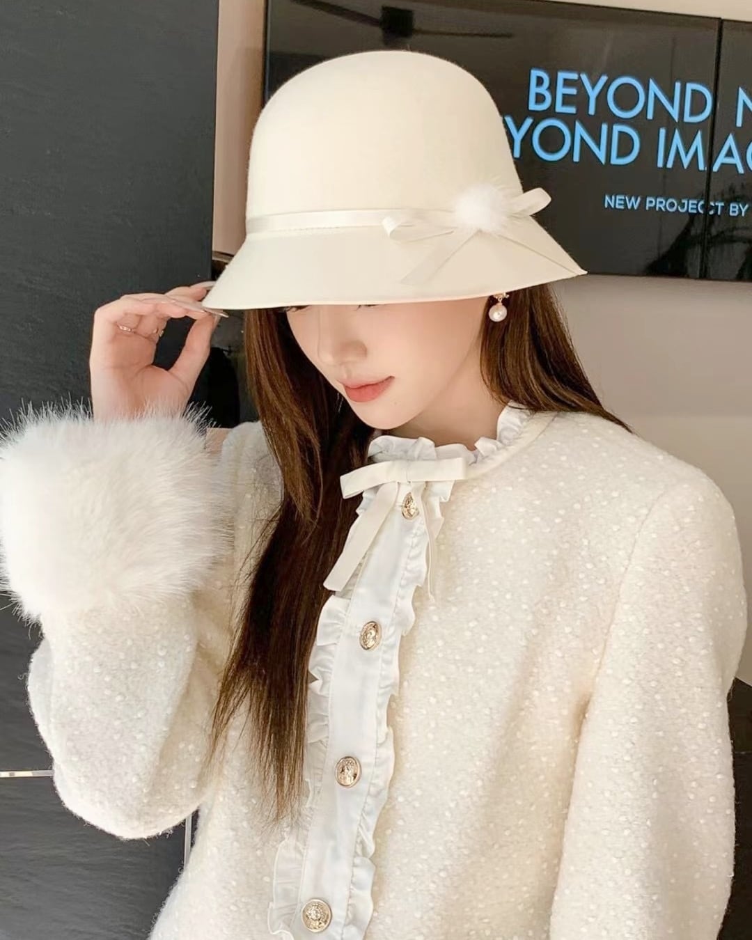 サテンリボンファーハット(3 colors) 24W09011