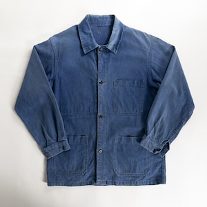 1950-60s "French Vintage" Faded Blue Cotton Twill Work Jacket