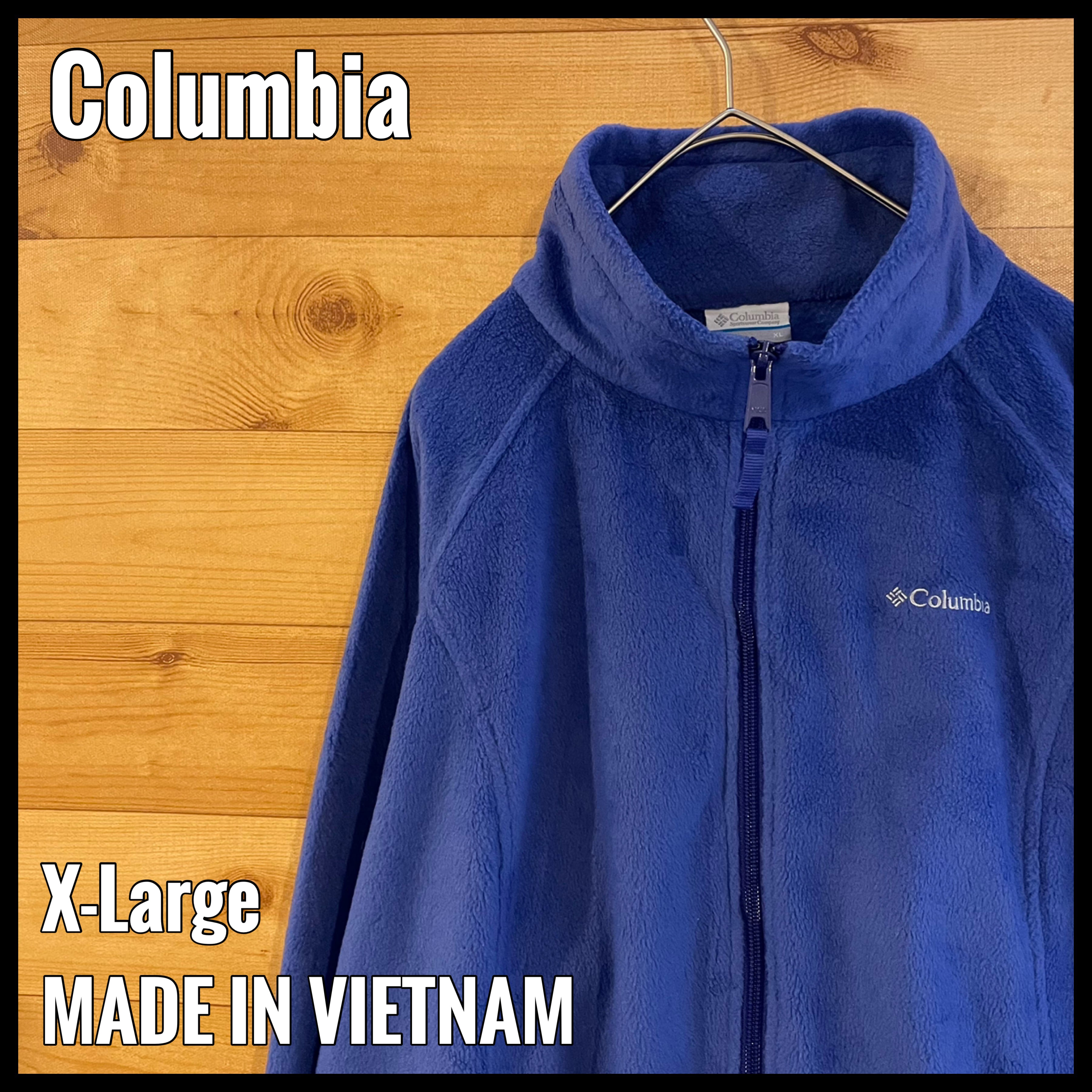 コロンビア　ソフトシェルトラックジャケットロゴ刺繍ブルーXLオーバーサイズ19