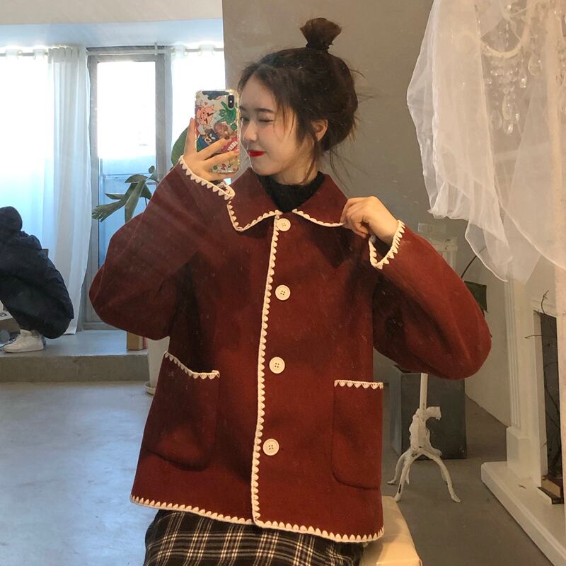JIL SANDER ウールコート ショート丈 レッド 【公式通販】