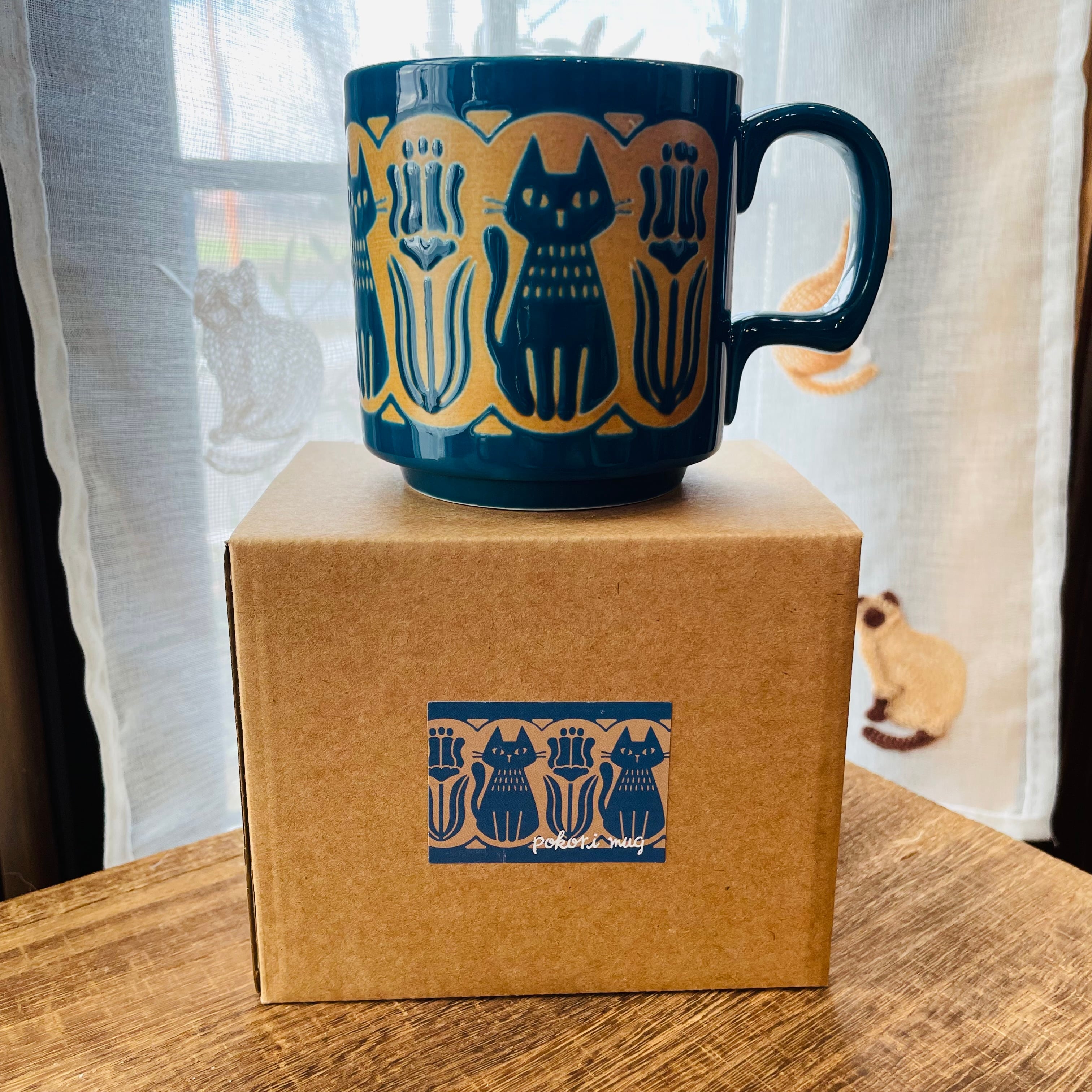 マグカップ｜pokoriマグ  猫雑貨 猫モチーフ 猫柄 猫グッズ おうち時間 黒猫 プレゼント プチギフト 贈り物