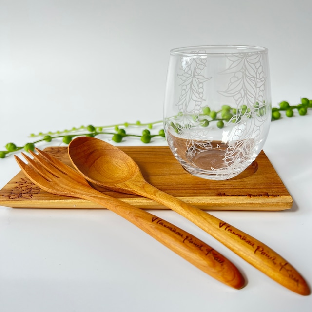 ウッドギフトセットM　マイレグラス　Wood Gift set S (Wood plate S / Wood spoon&fork / Glass)