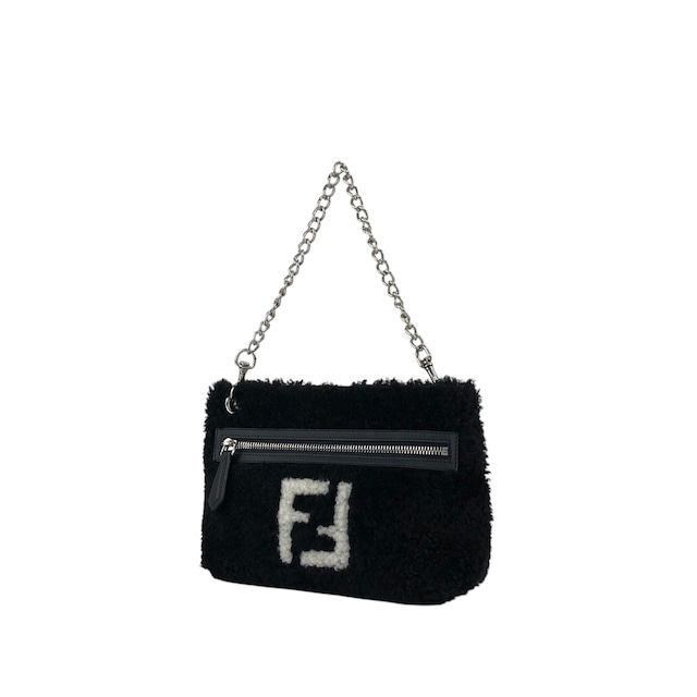 FENDI フェンディ ハンドバッグ ブラック FFロゴ ボア 2WAY vintage ヴィンテージ オールド c34f5u