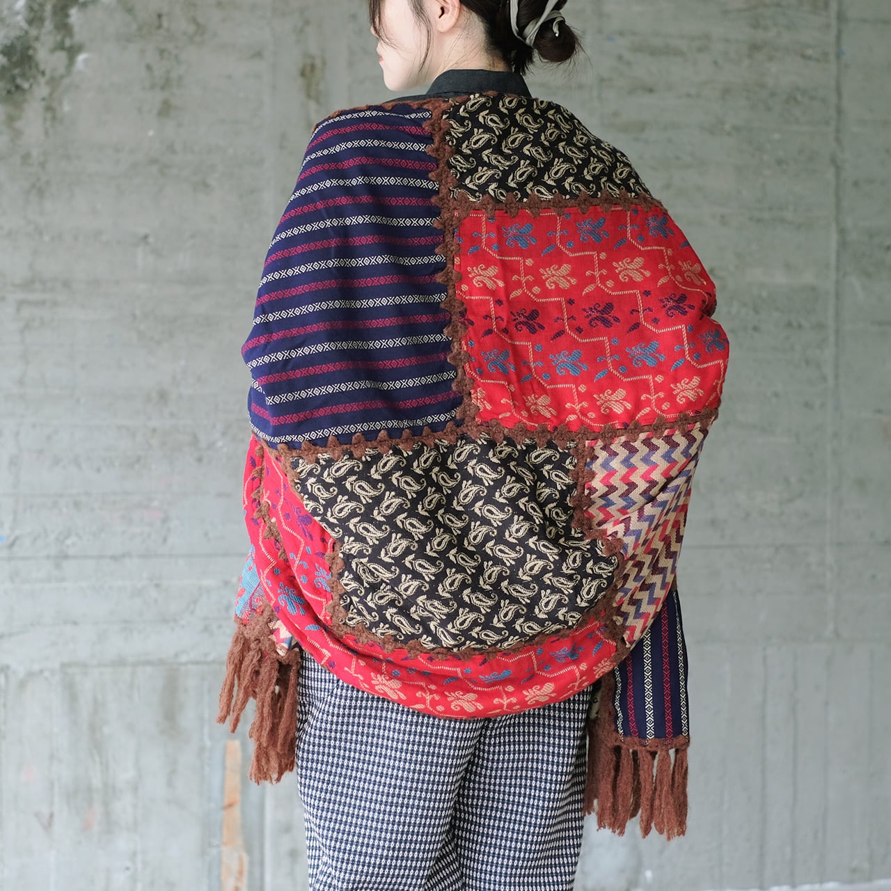 kapital パッチワーク柄 大判 マフラー ストール 復刻再販】主役級マフラー！柄生地パッチワーク大判ストール