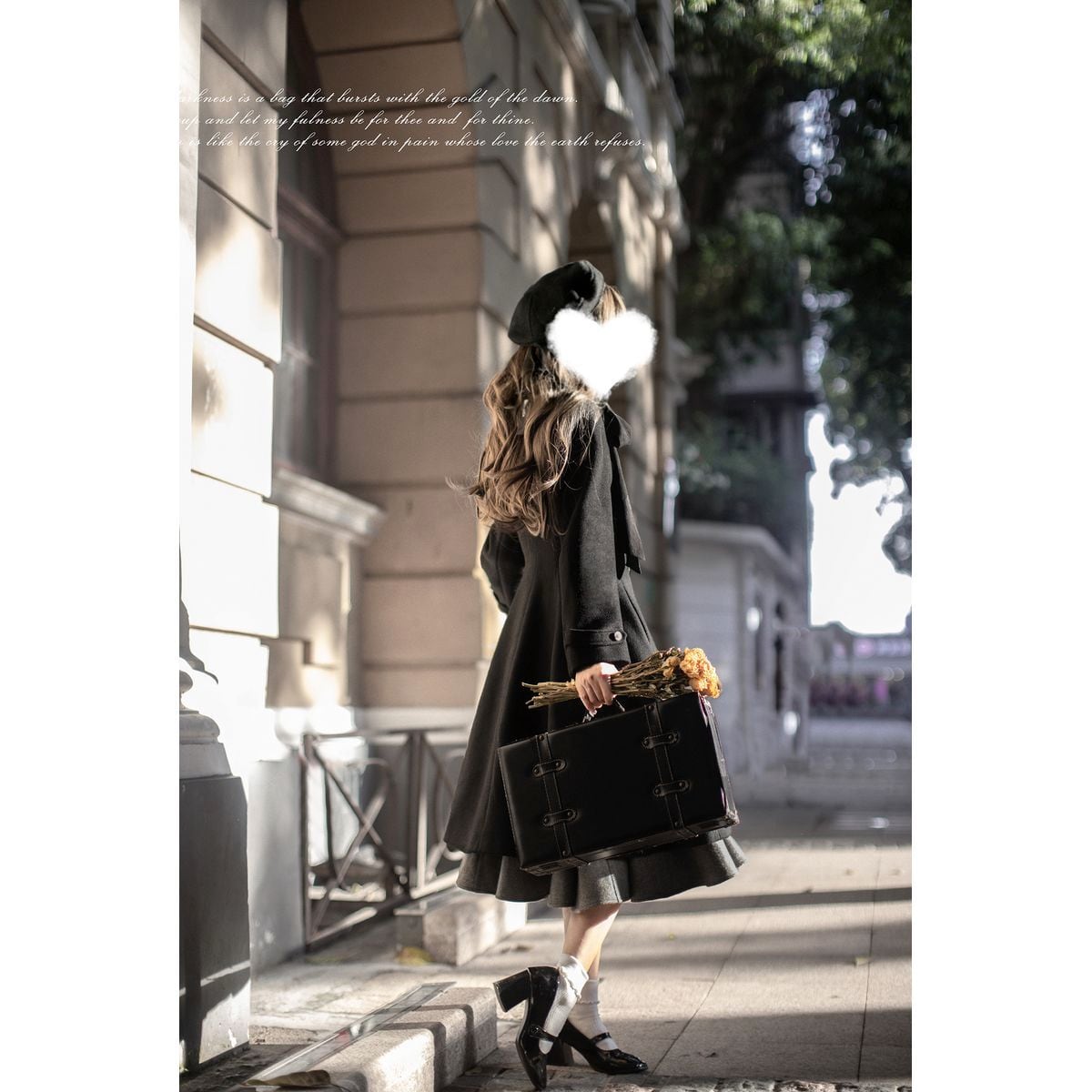 ハイネックダブルブレストコート：ブラック | Maiden's Rêve