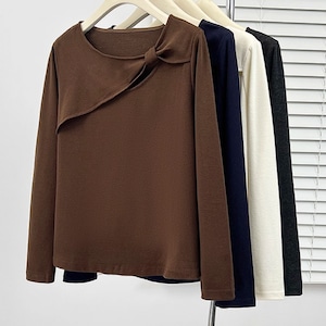 4色／アシメリボンデザインカットソー ・73863