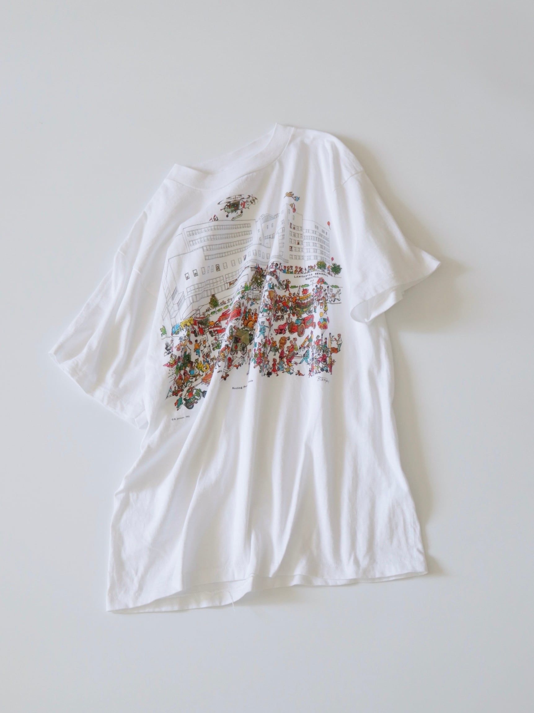 ●90s made in USA製 B.JOHNSON art design print tee