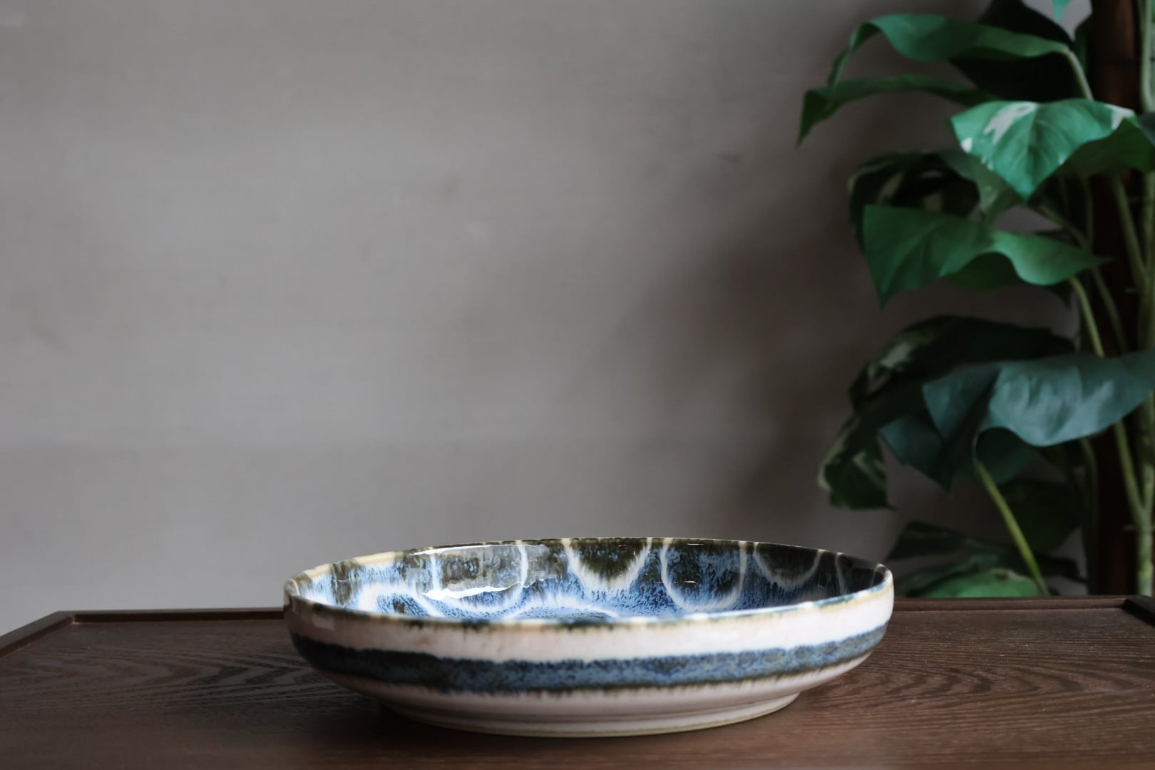 美濃焼 Brush Blue ブラッシュブルー パスタボウル 百丸 | うつわ通販