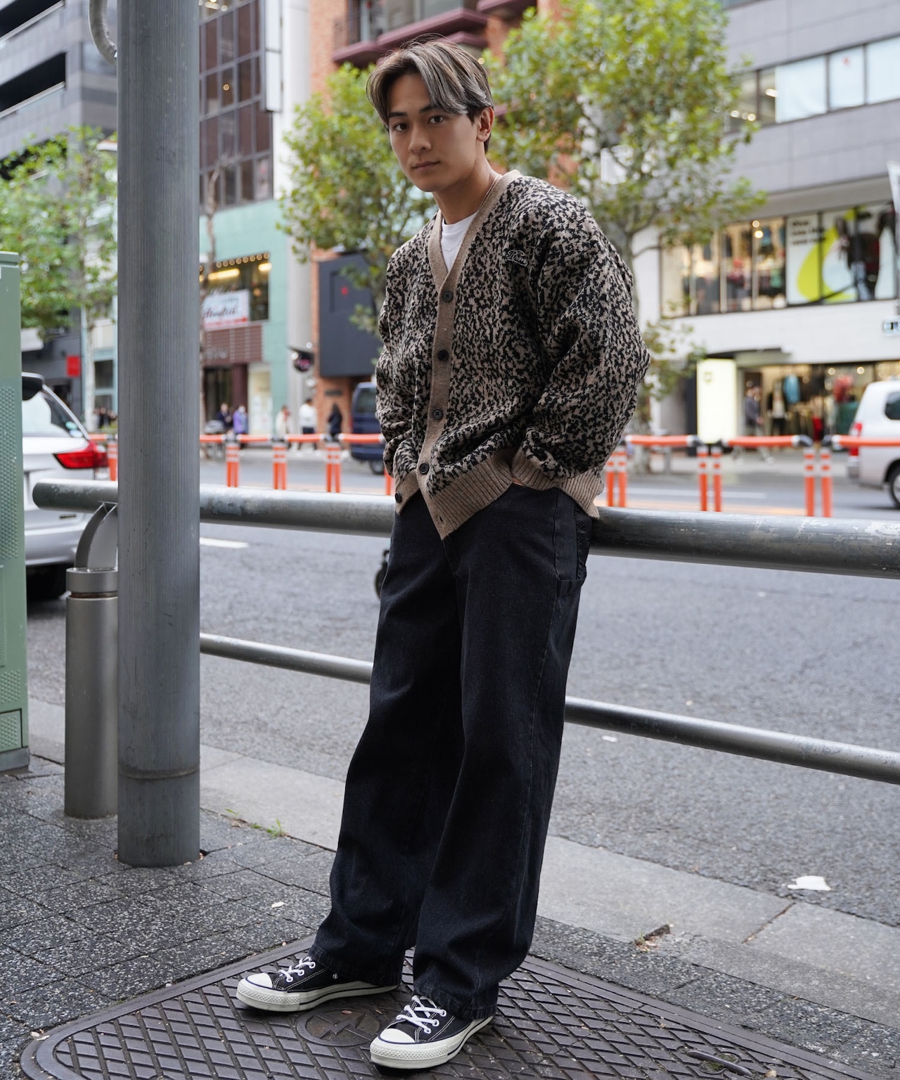 【#Re:room】LEOPARD JACQUARD BIG CARDIGAN［REK133］