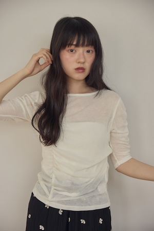 AM650411  half sleeve gather tops