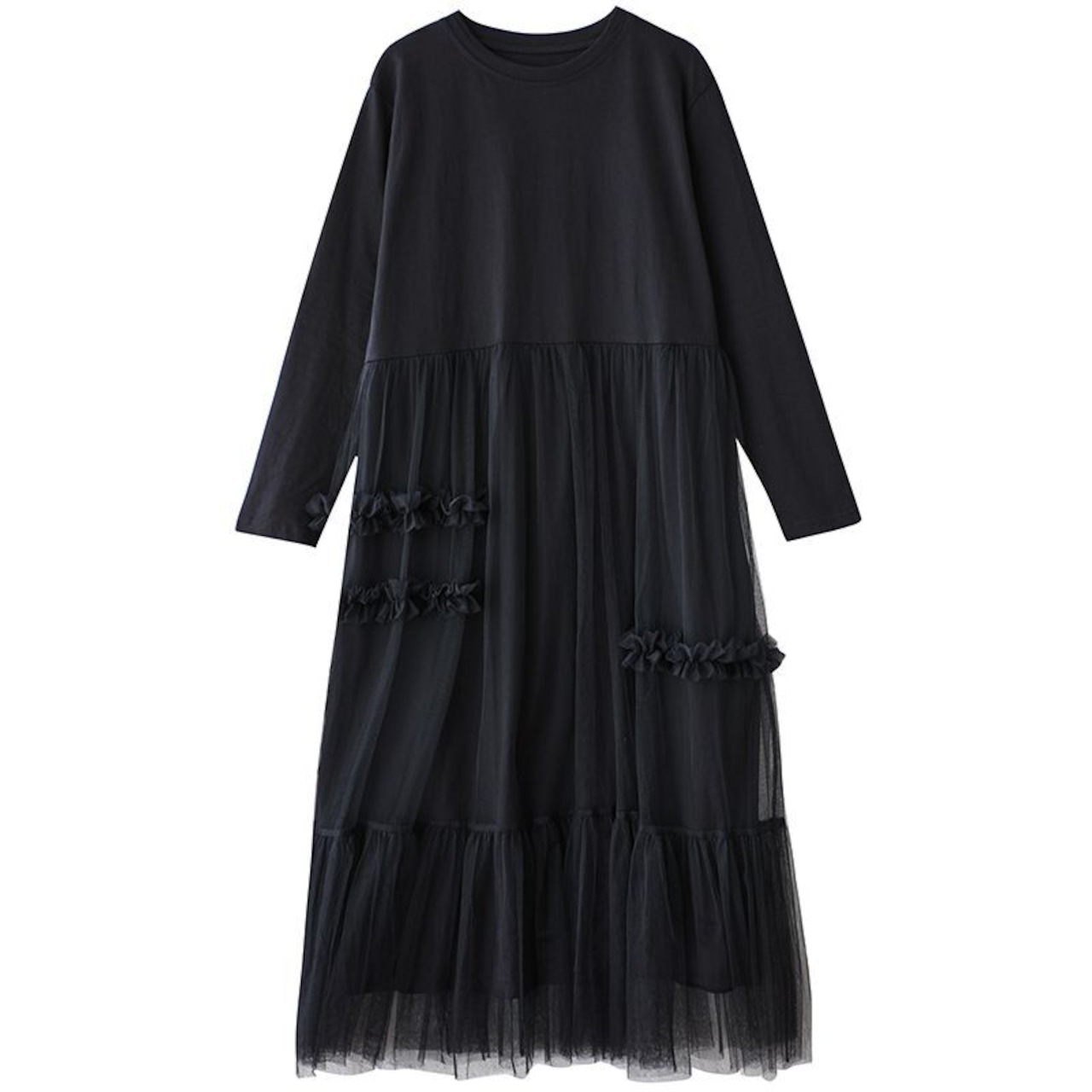 チュール 装飾 ワンピース 00327