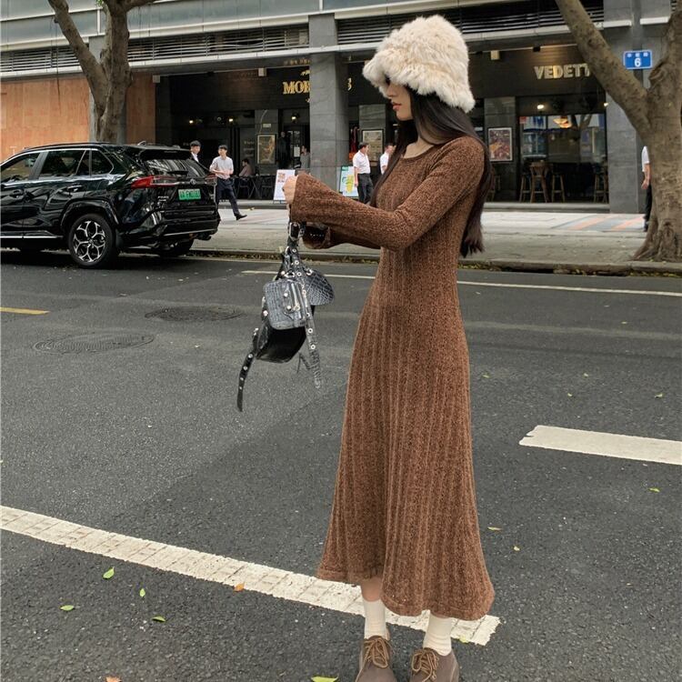 【dress】フレアスリーブニットワンピース M20214