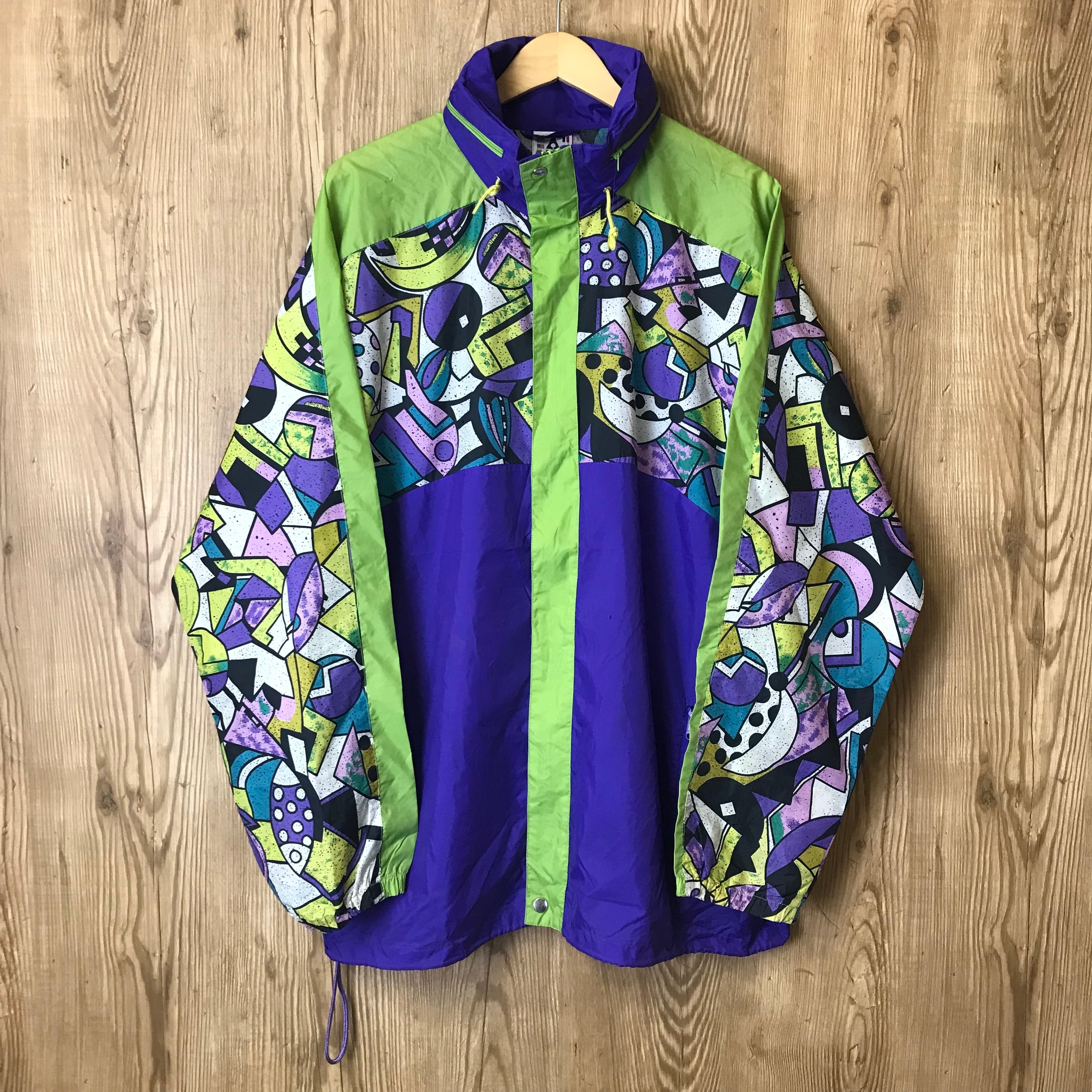 ☆90s VINTAGE active ナイロンジャケット フード収納付き メンズL