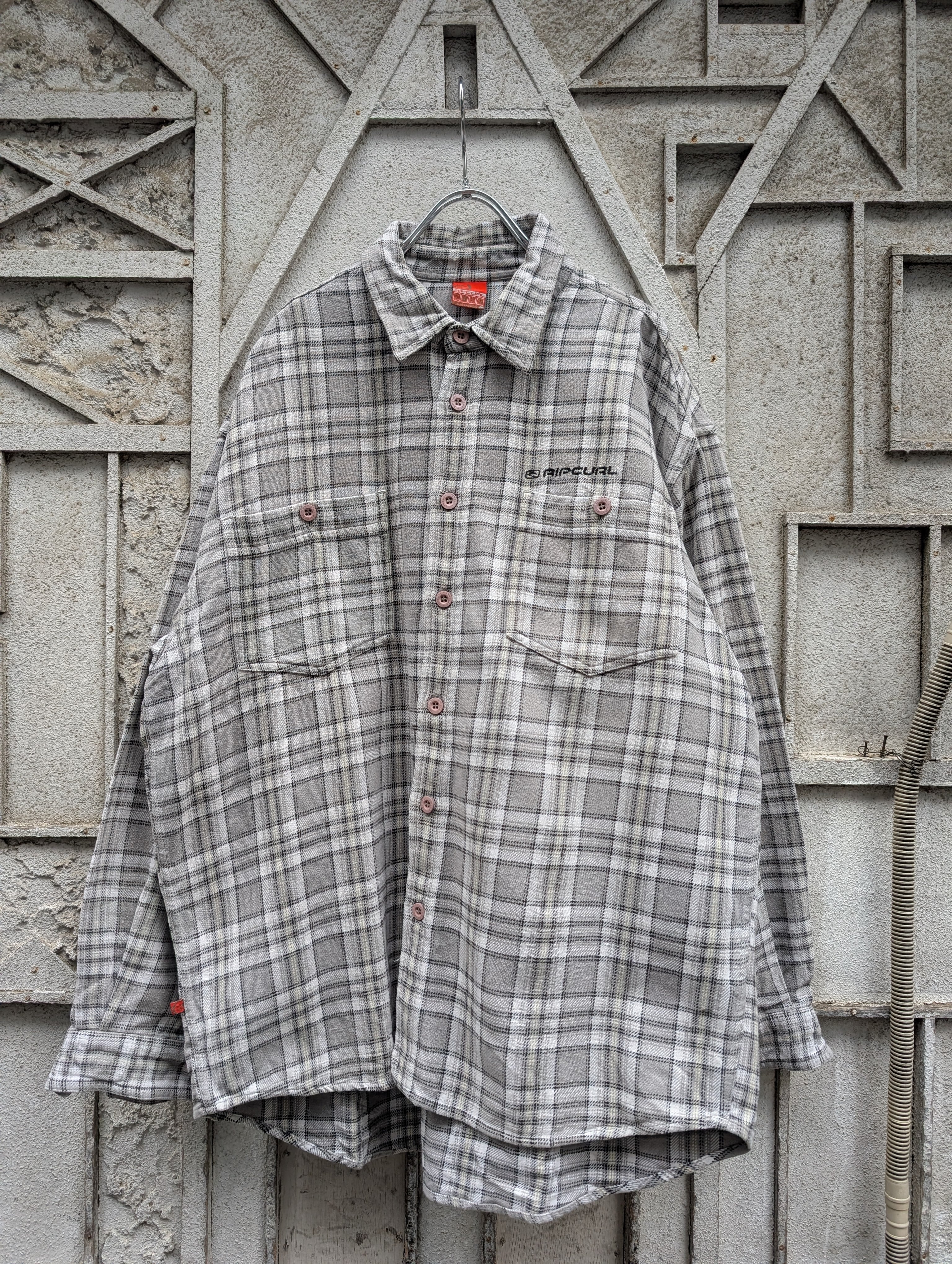 "RIP CURL" embroidery check shirt