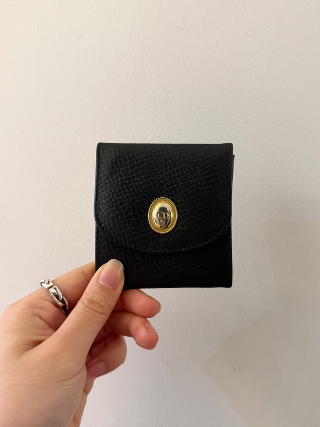 Christian Dior / vintage simple black coin case.(o)