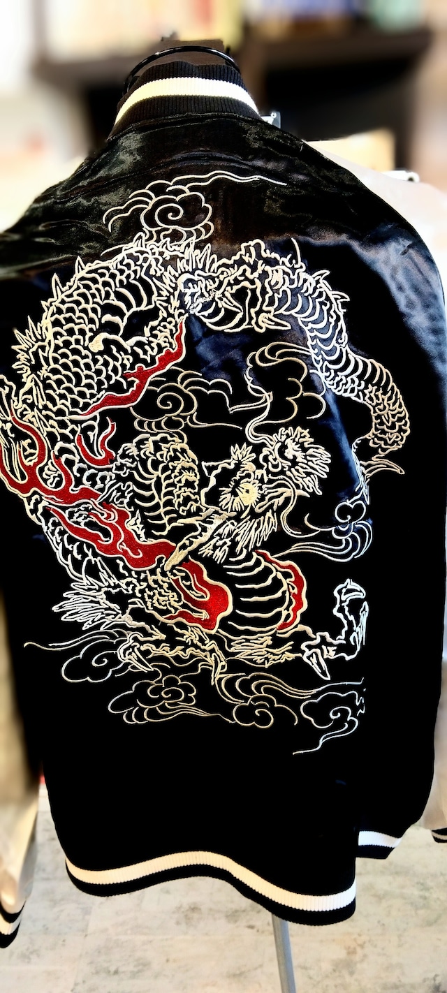 新作限定商品⭐龍 刺繍  リバ－シブルスカジャン JSKJ-705  ブラック   S/M/L/XL/XXL/3XL