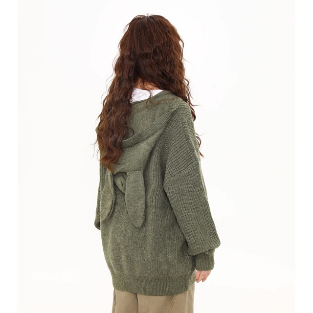 star rabbit hooded knit cardigan　スターラビットフードニットカーディガン　J1598