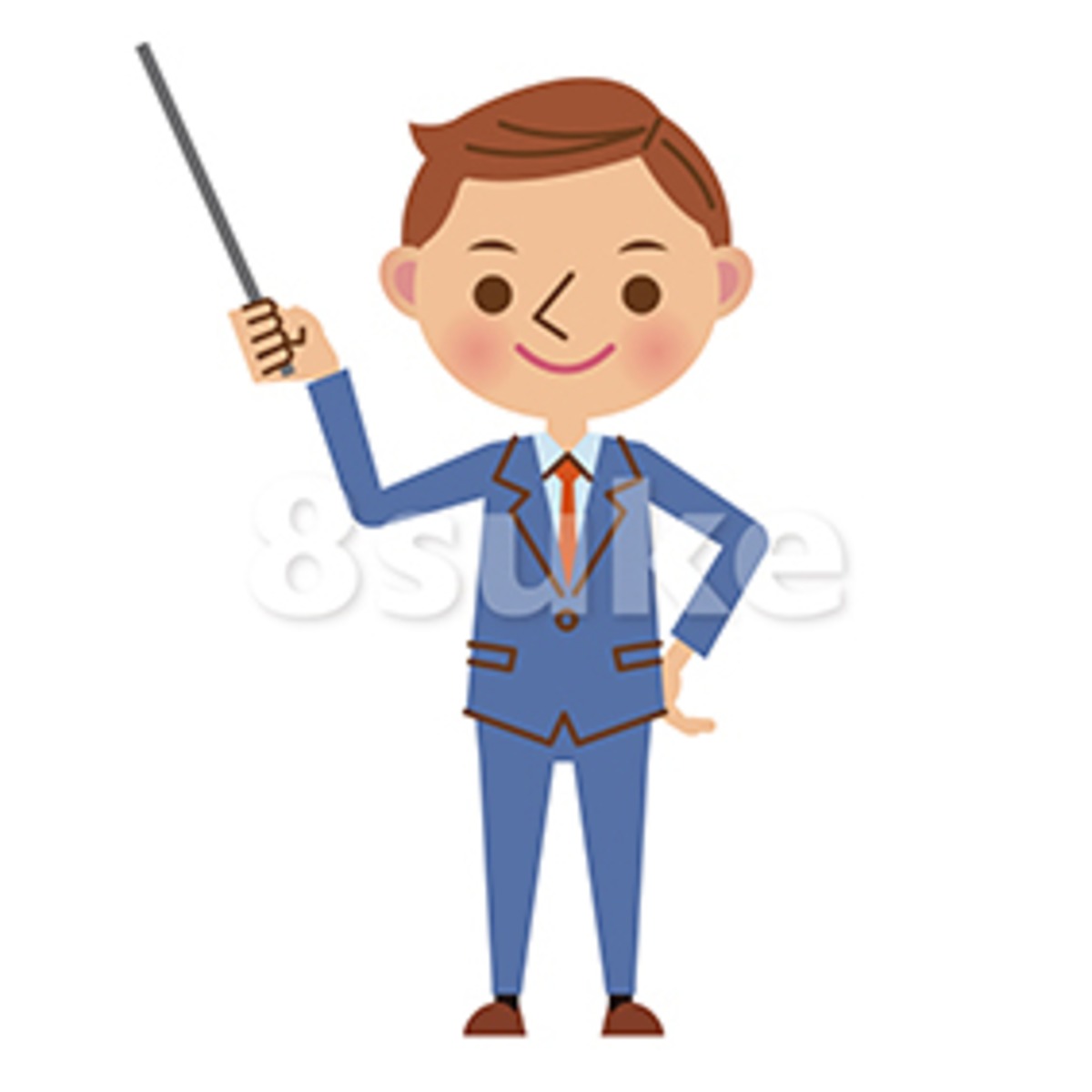 イラスト素材 指し棒を使って解説 プレゼンするビジネスマン ベクター Jpg 8sukeの人物イラスト屋 かわいいベクター素材のダウンロード販売