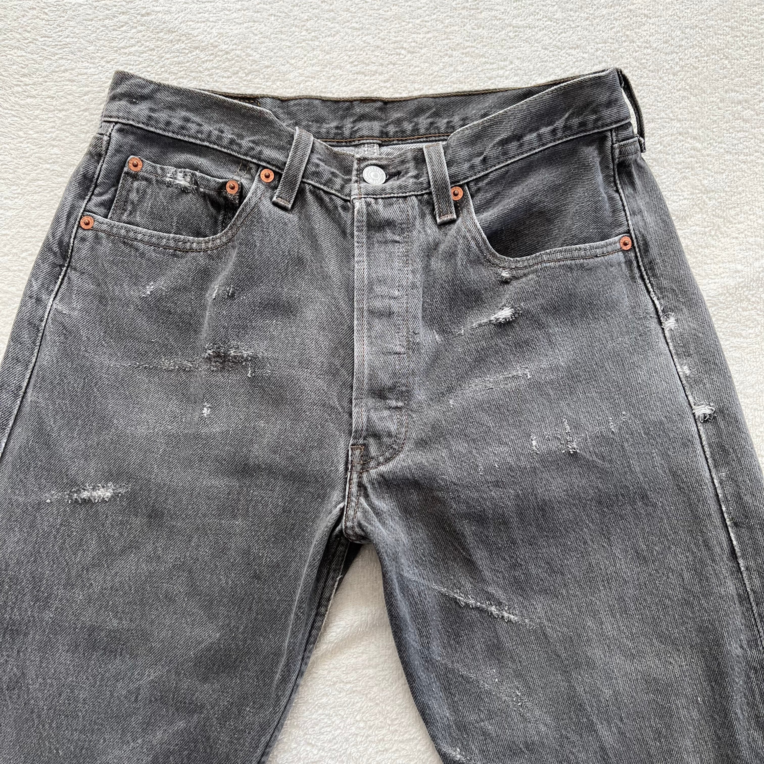 Levi's 501 USA製 W32×L30 リーバイス ブラック デニム ダメージ ...