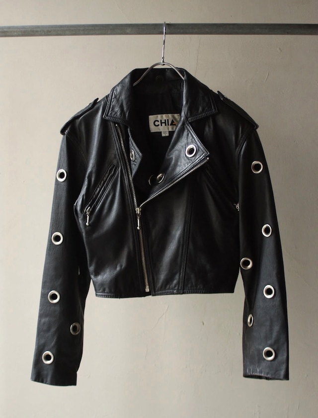 1990's Eyelet leather jacket . size M .