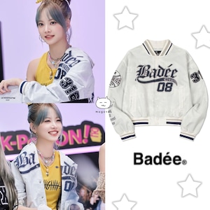 ★LE SSERAFIM ウンチェ 着用!!【BADEE】Varsity Baseball Jacket White