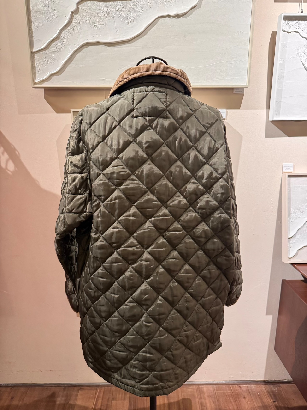 【お取り置き】1980's-90's Made in ENGLAND コーデュロイカラー キルティングジャケット / カーキ